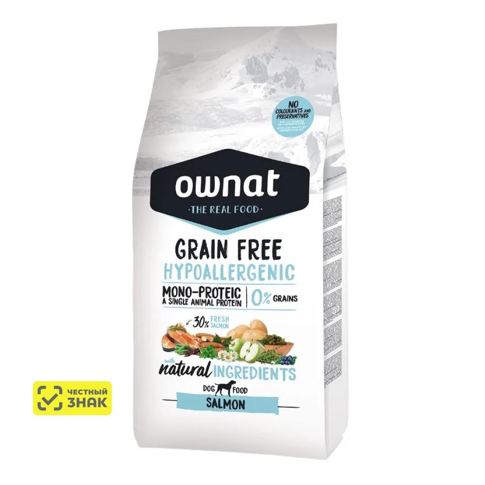 Ownat Grain Free Hypoallergenic Сухой корм гипоаллергенный для собак, с лососем, 3 кг