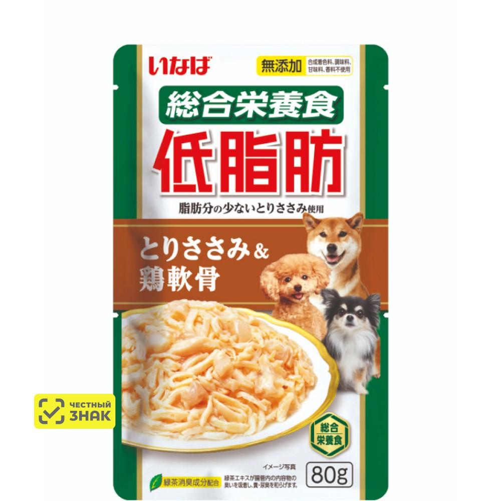 INABA CIAO Teishibo Влажный корм (пауч) для собак, куриное филе с куриными хрящами в желе, 80 гр.
