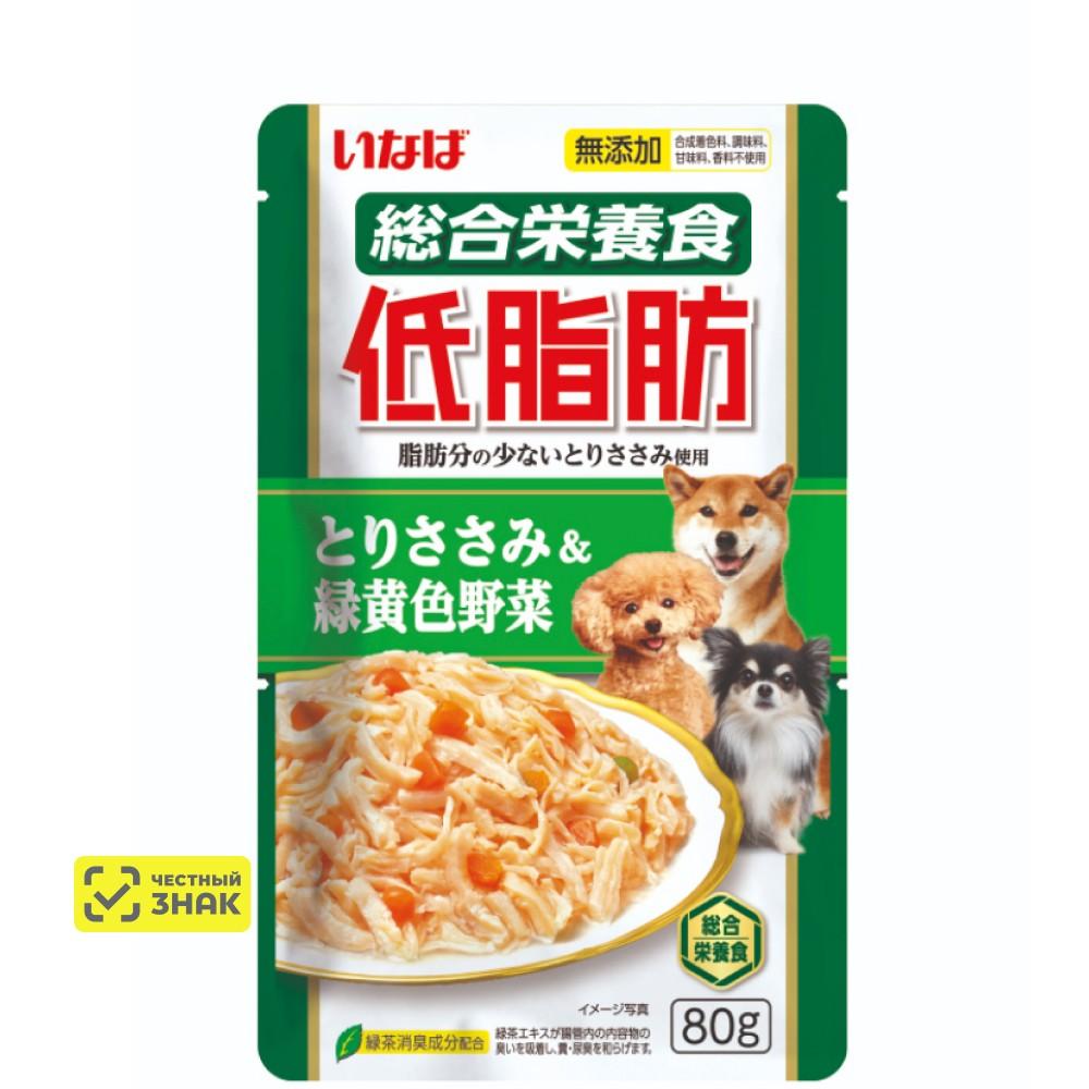 INABA CIAO Teishibo Влажный корм (пауч) для собак, куриное филе с овощами в желе, 80 гр.