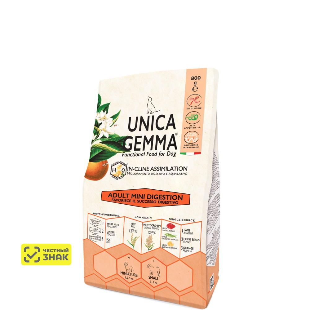 UNICA Gemma Сухой корм для взрослых собак мелких пород для решения проблем с пищеварением, 800 гр.