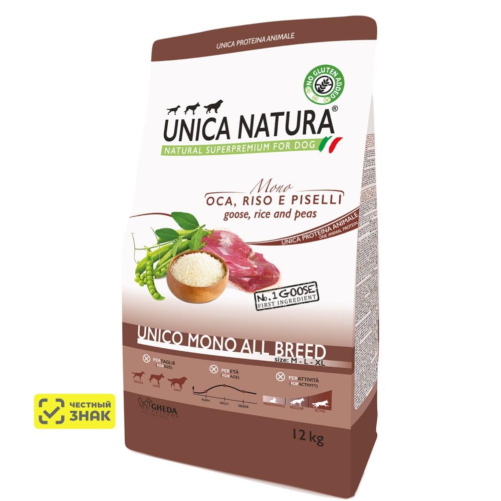 UNICA Natura Mono Сухой корм для собак всех пород, с гусем, 12 кг