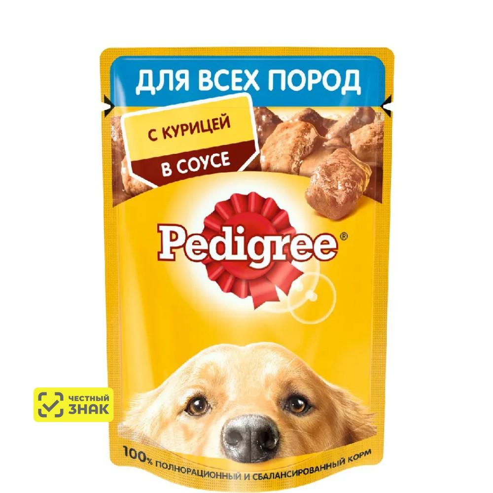 Pedigree Влажный корм (пауч) для взрослых собак всех пород, с курицей в соусе, 85 гр.