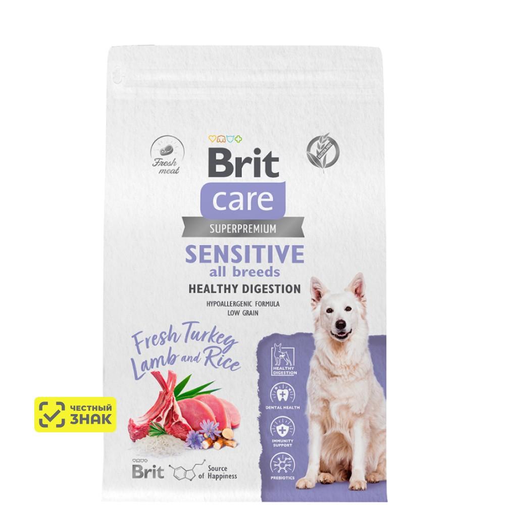 Brit Care Sensitive Сухой корм для собак всех пород с чувствительным пищеварением, с индейкой и ягненком, 3 кг
