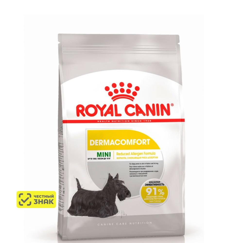 Royal Canin Mini Dermacomfort Сухой корм для собак маленьких пород, склонных к кожным раздражениям и зуду, 1 кг