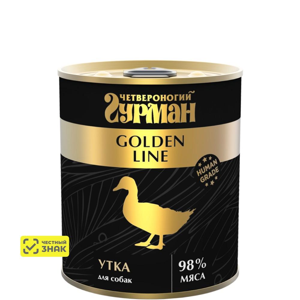 Четвероногий Гурман Golden line Влажный корм (консервы) для собак, с уткой, 340 гр.