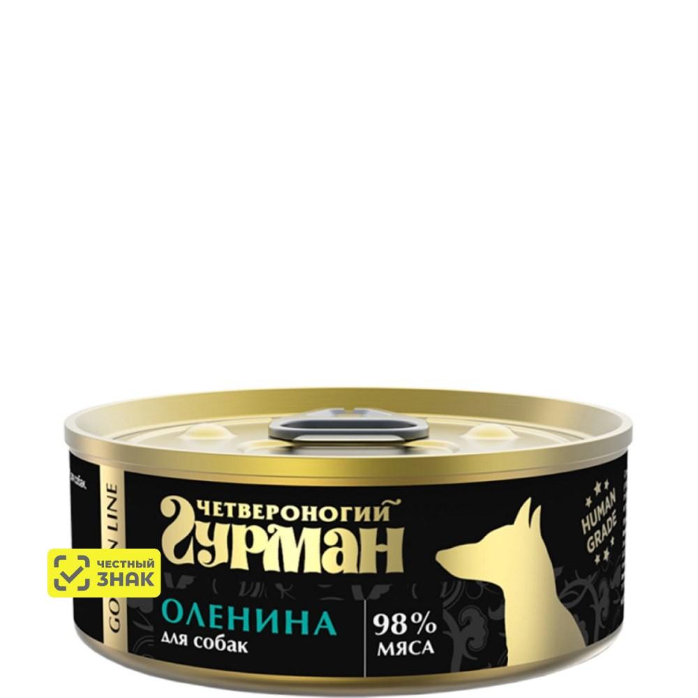 Четвероногий Гурман Golden Line Влажный корм (консервы) для собак, с олениной, 100 гр.