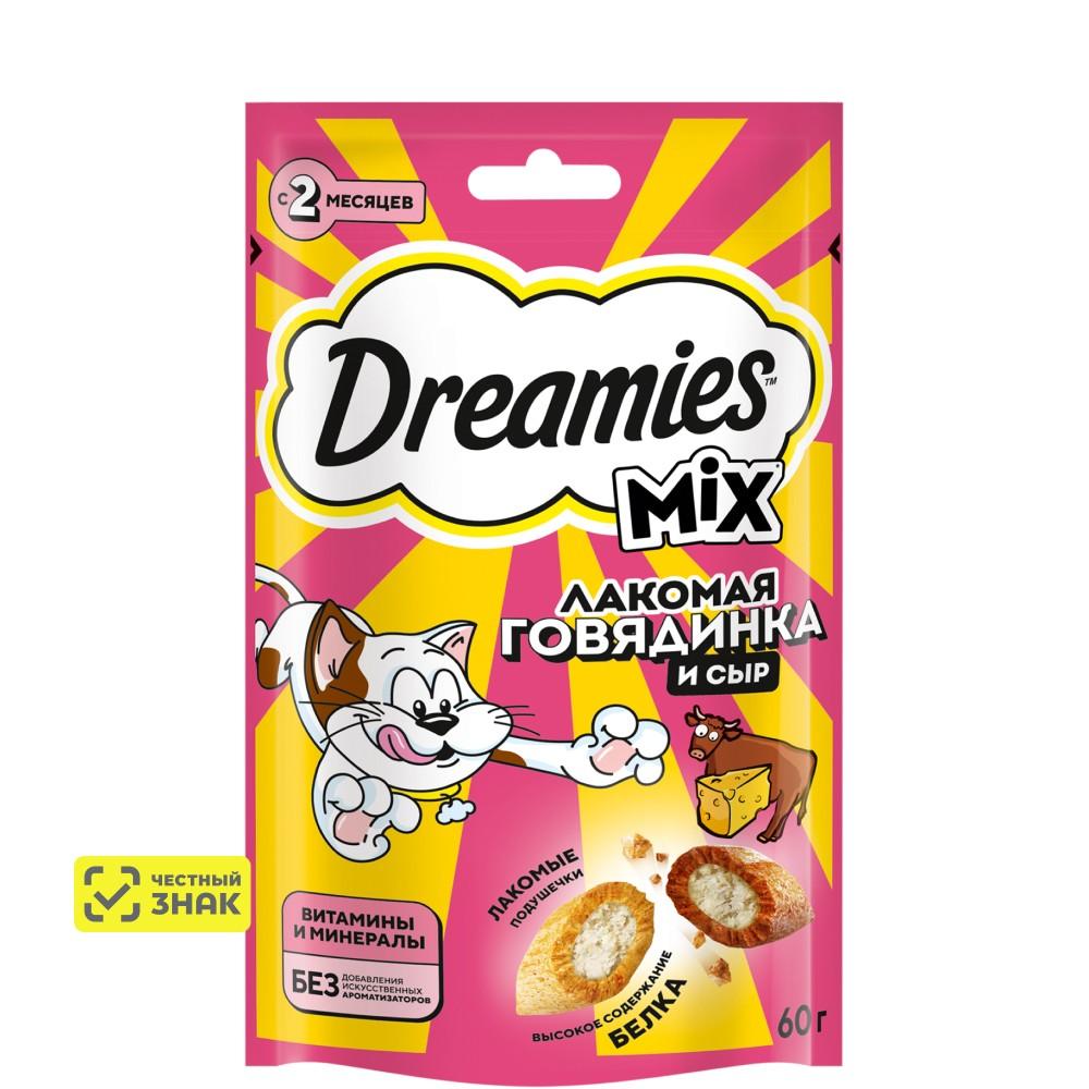Dreamies Лакомство Подушечки с говядиной и сыром для кошек, 60 гр.