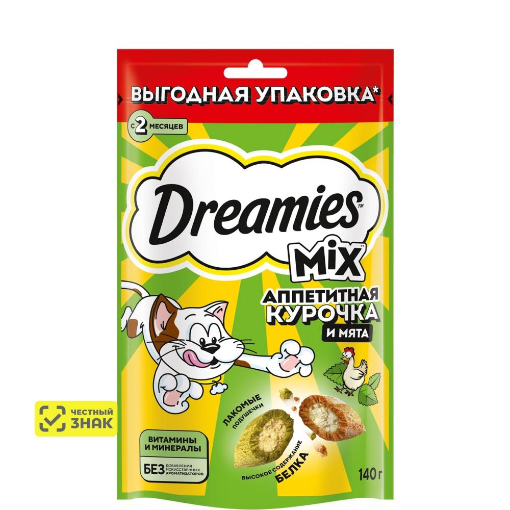 Dreamies Лакомство Подушечки с курицей и мятой для кошек, 140 гр.