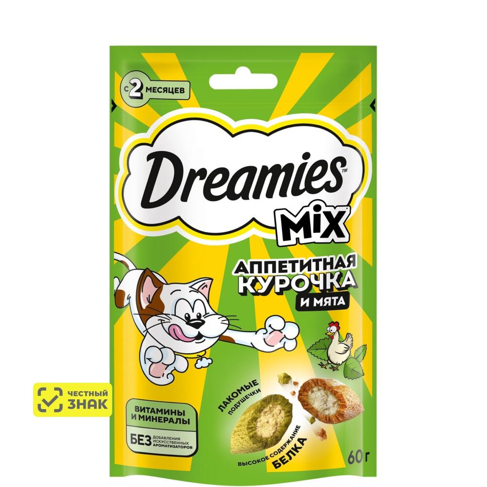 Dreamies Лакомство Подушечки с курицей и мятой для кошек, 60 гр.