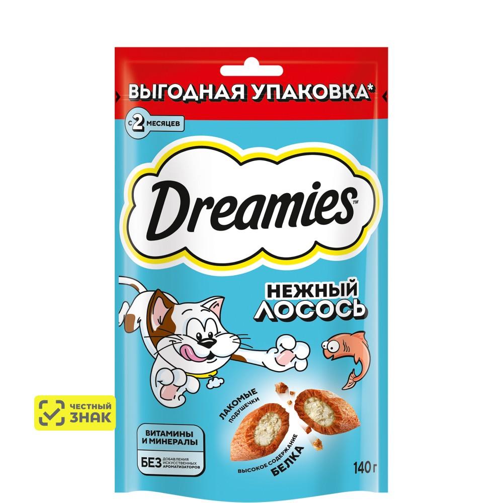Dreamies Лакомство Подушечки с лососем для кошек, 140 гр.