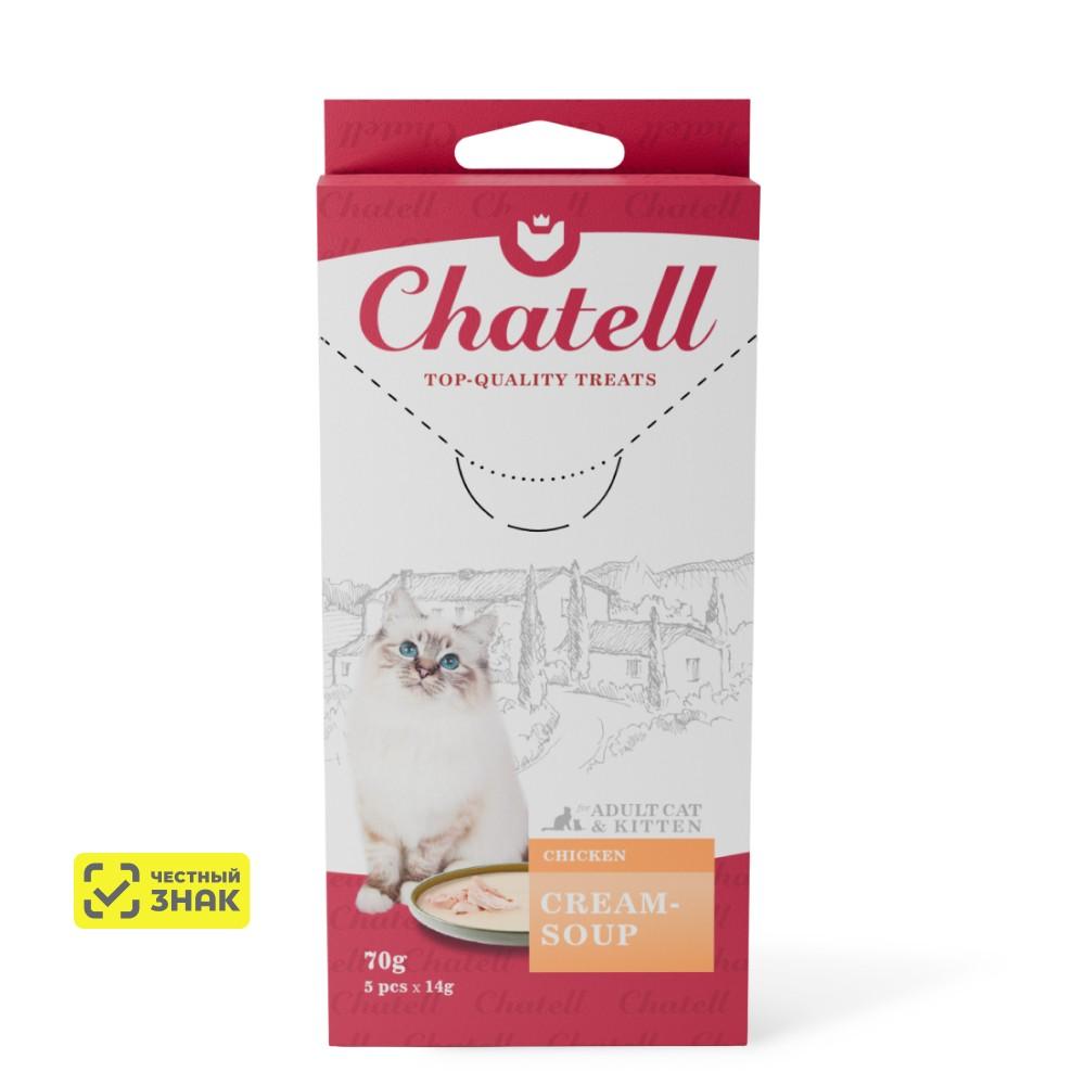 Chatell Лакомство Крем-суп для кошек, с курицей, 5 шт., 70 гр.