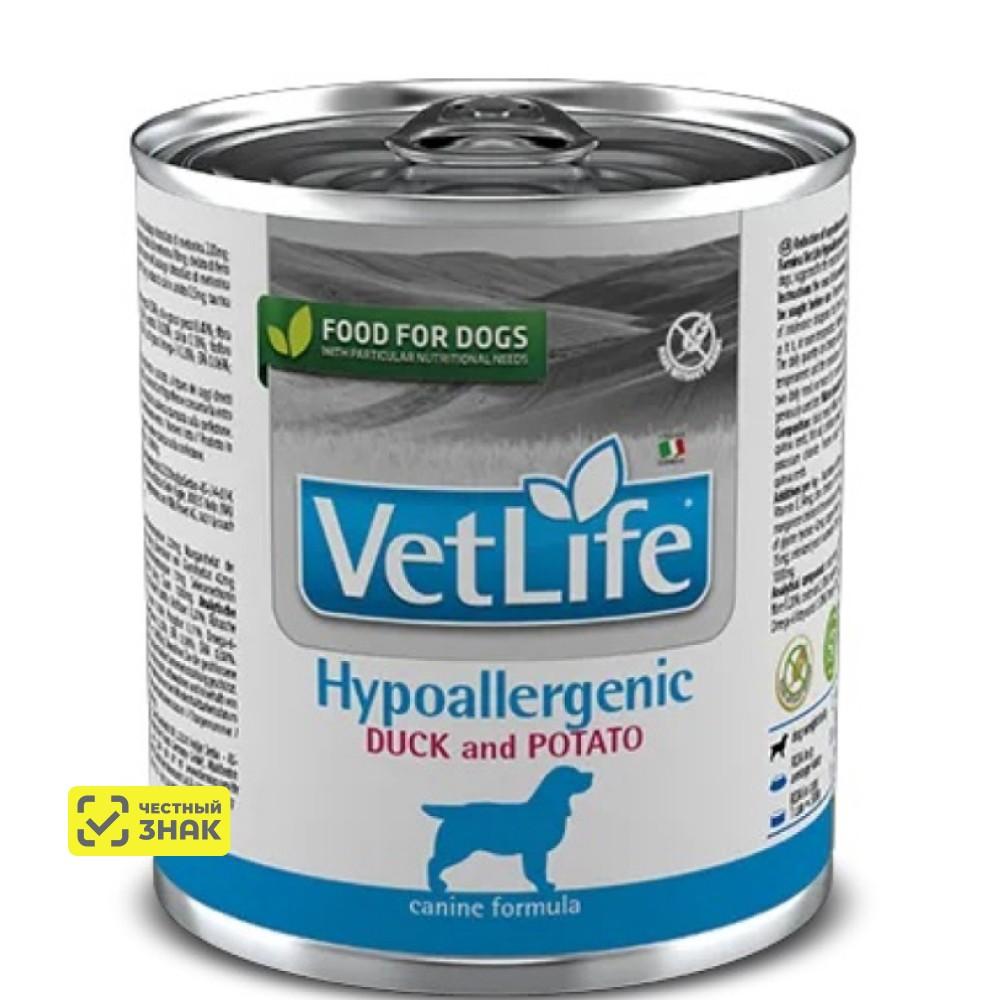 Farmina Vet Life Hypoallergenic Влажный корм (консервы) для собак для снижения пищевой аллергии, с уткой и картофелем, 300 гр.