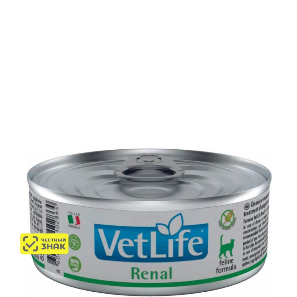 Farmina Vet Life Renal Влажный корм (консервы) для кошек при почечной недостаточности, с курицей, 85 гр.