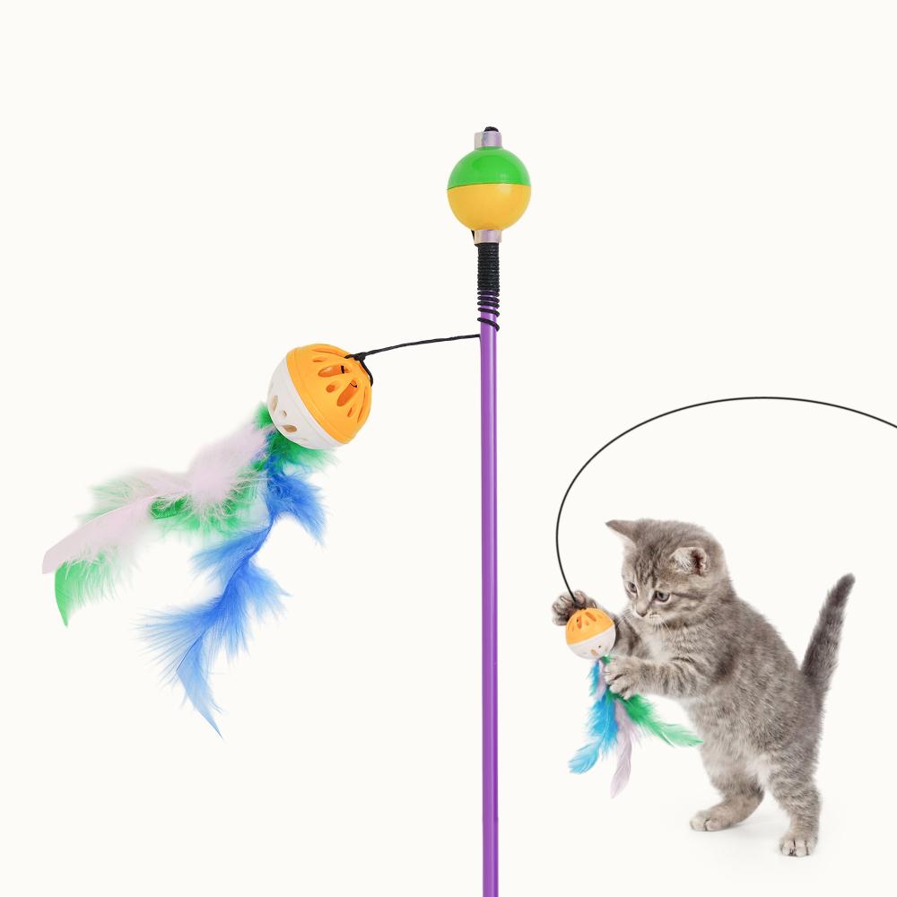 Pet hobby Игрушка-дразнилка для кошек с погремушкой, бубенчиком и пером, 37 см