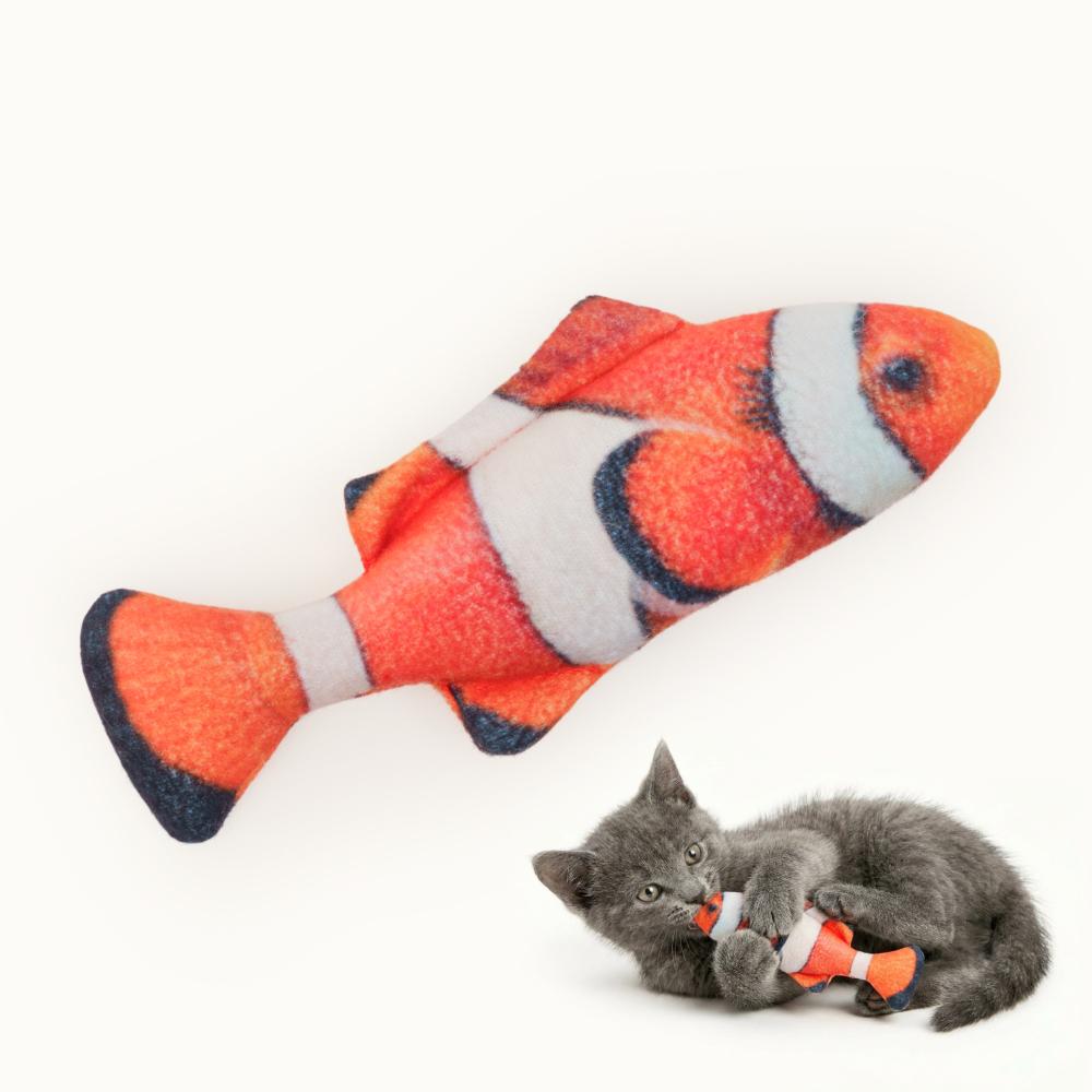 Pet hobby Игрушка для кошек Рыба Клоун с валерианой и кошачьей мятой, 11,5 см