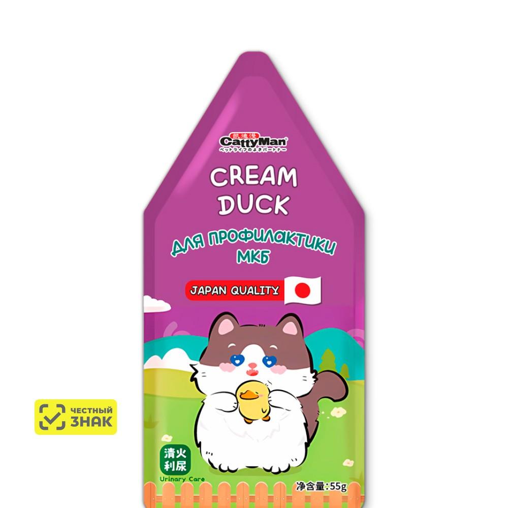 CATTYMAN Лакомство Cream Duck Крем-мусс с уткой и тунцом магуро для профилактики мочекаменной болезни у кошек и котят, 55 гр.