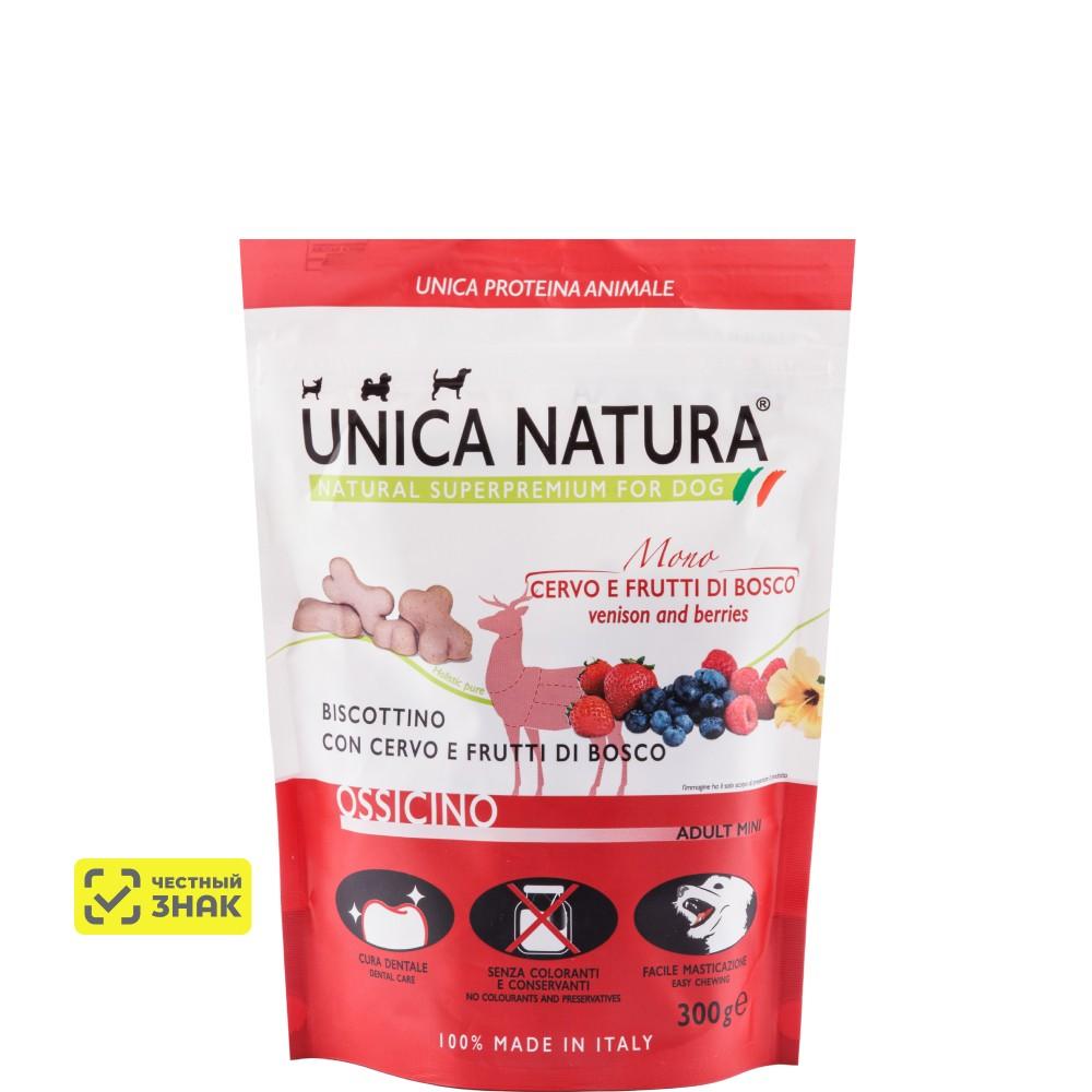 UNICA Natura Лакомство Печенье с мясом оленя и ягодами для собак, 300 гр.