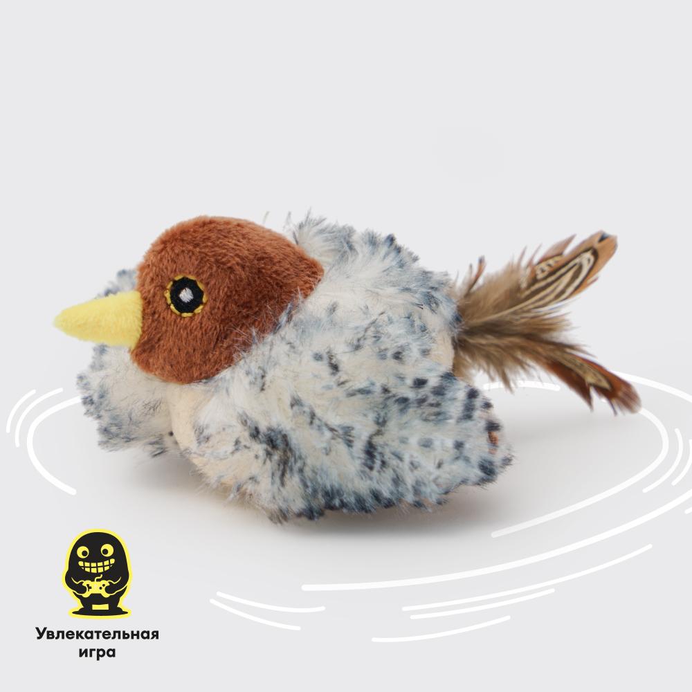 Petmax Игрушка для кошек Птичка с микрочипом, 12 см