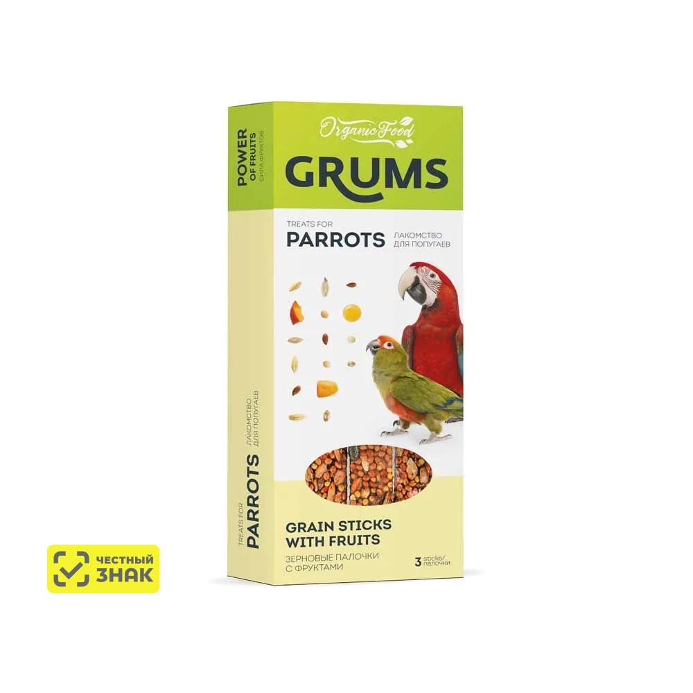 GRUMS Лакомство Зерновые палочки с фруктами для попугаев, 3х30 гр.