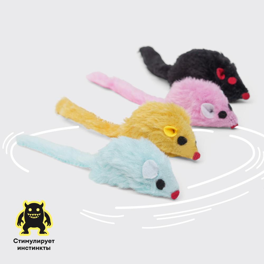 Petmax Игрушка для кошек Мышка, 14x2x2 см, 4 шт.
