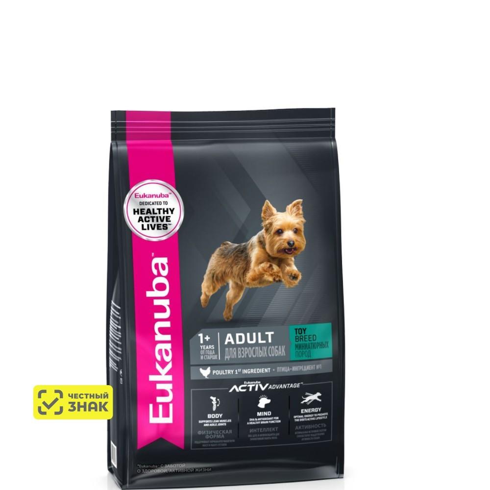 Eukanuba Adult Toy Breed Сухой корм для собак миниатюрных пород старше 1 года, с курицей, 500 гр.