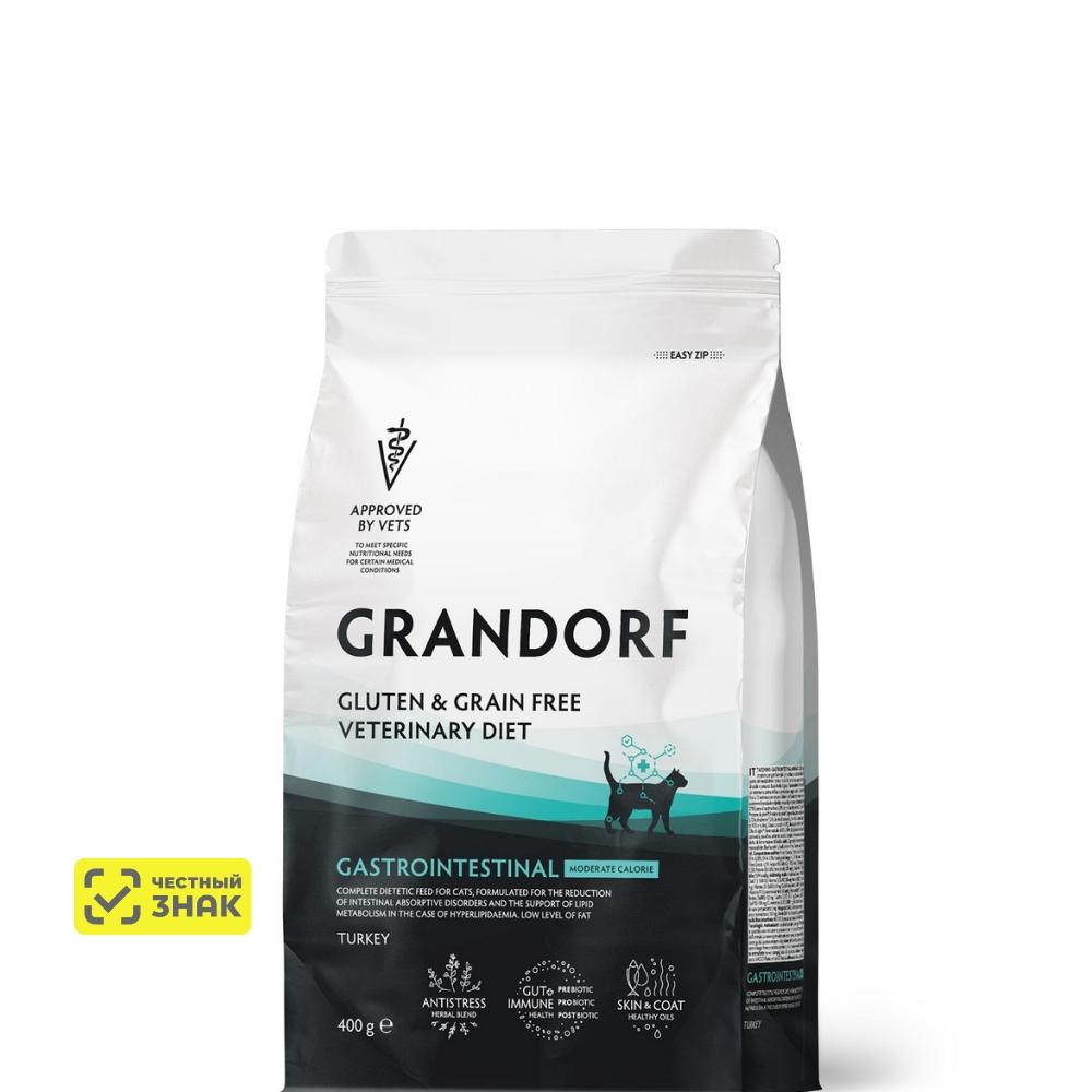GRANDORF Vet Gastrointestinal Moderate Calorie Сухой корм диетический для кошек склонных к набору веса при расстройствах пищеварения, с индейкой, 400 гр.