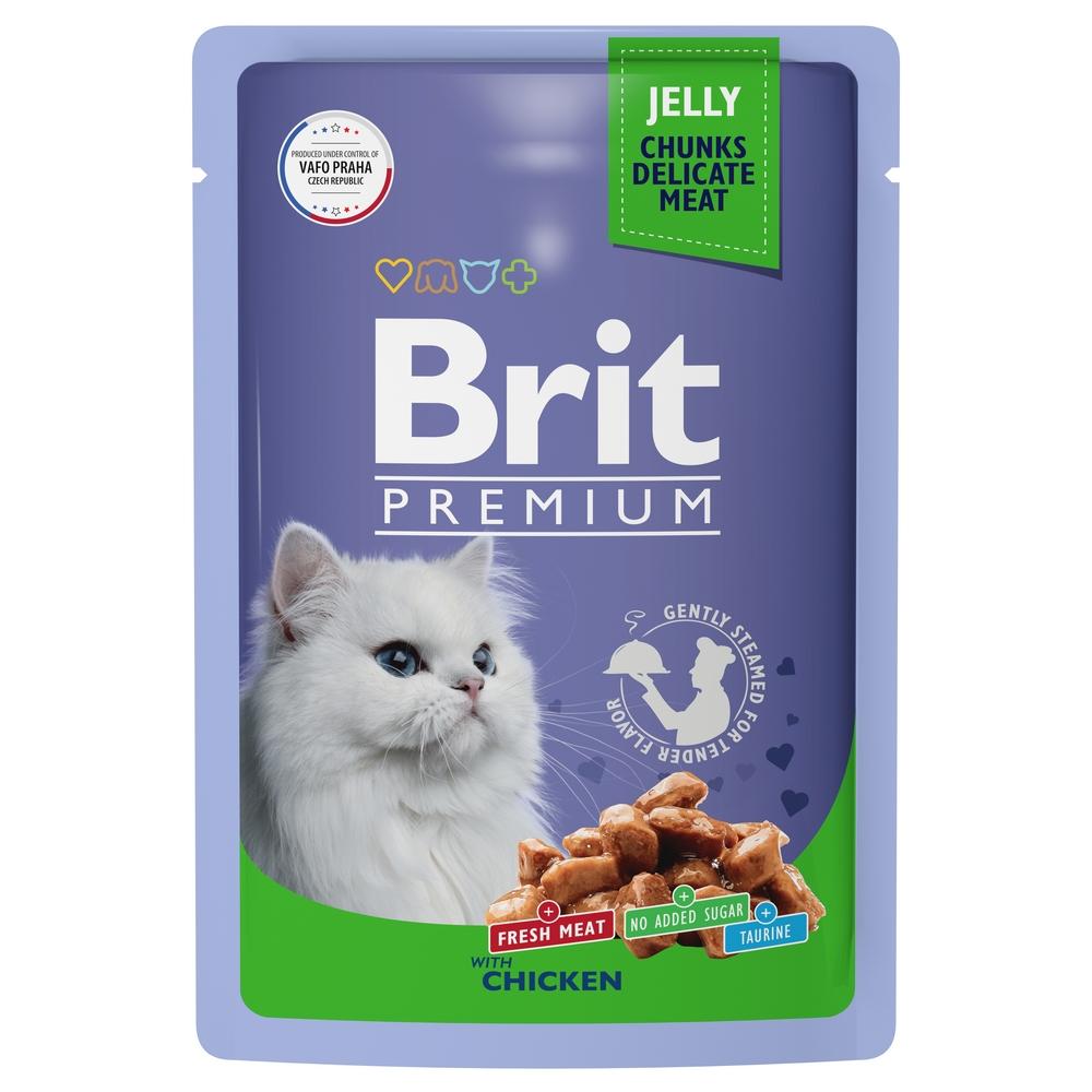 Brit Premium пауч для взрослых кошек цыпленок в желе, 85 гр