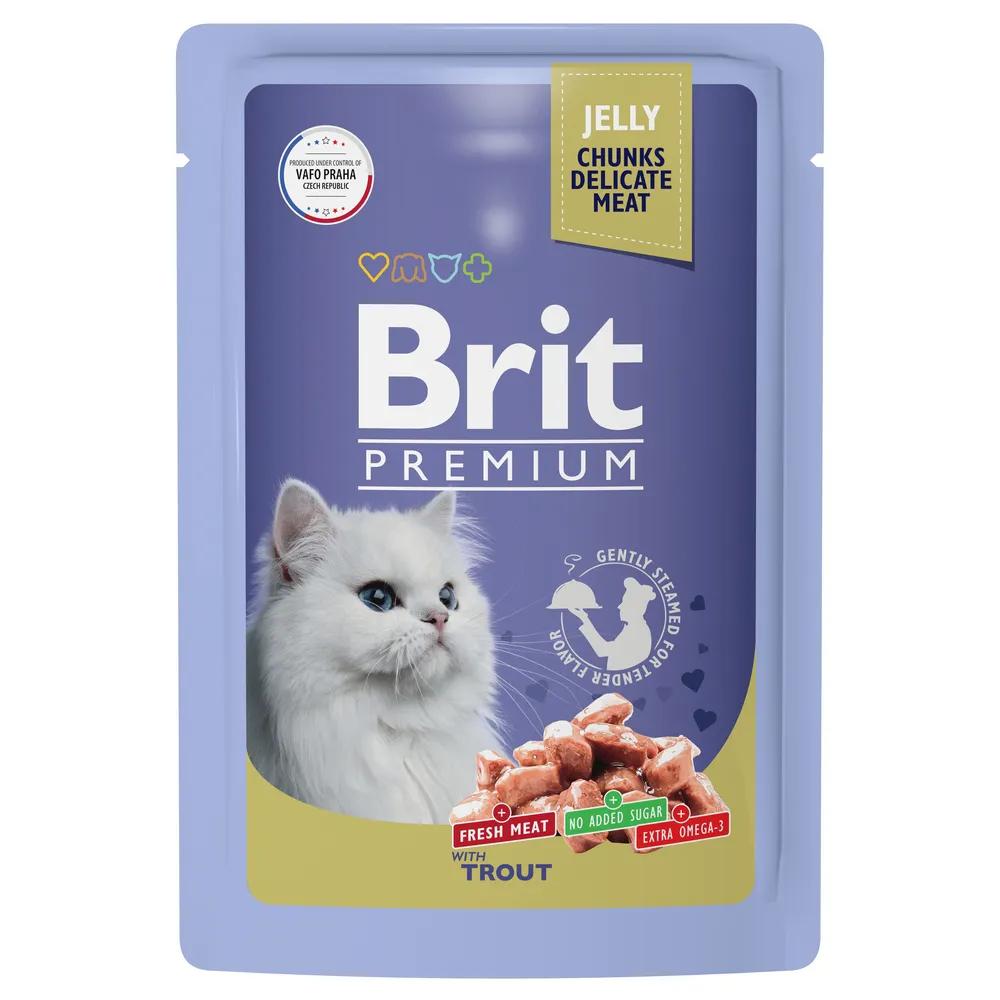 Brit Premium пауч для взрослых кошек форель в желе, 85 гр