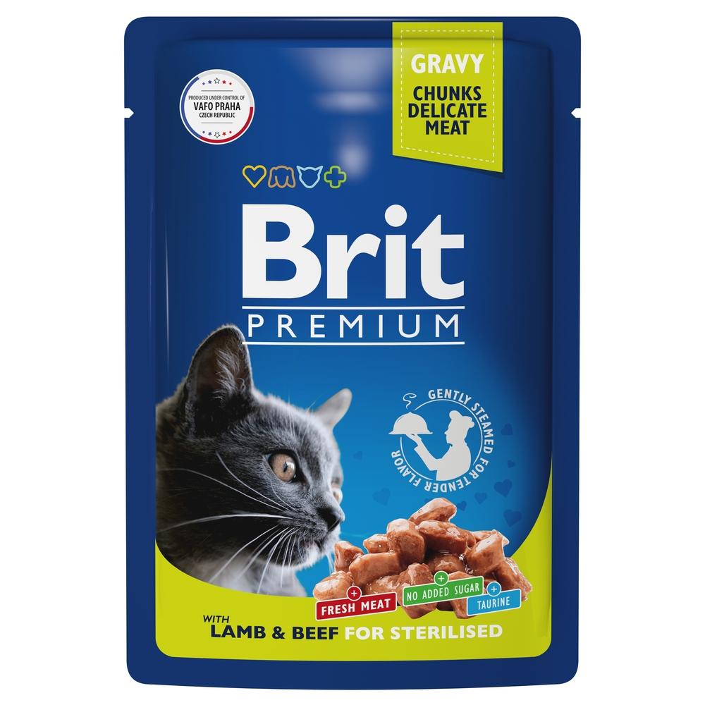 Brit Premium пауч для взрослых кошек ягненок и говядина в соусе, 85 гр