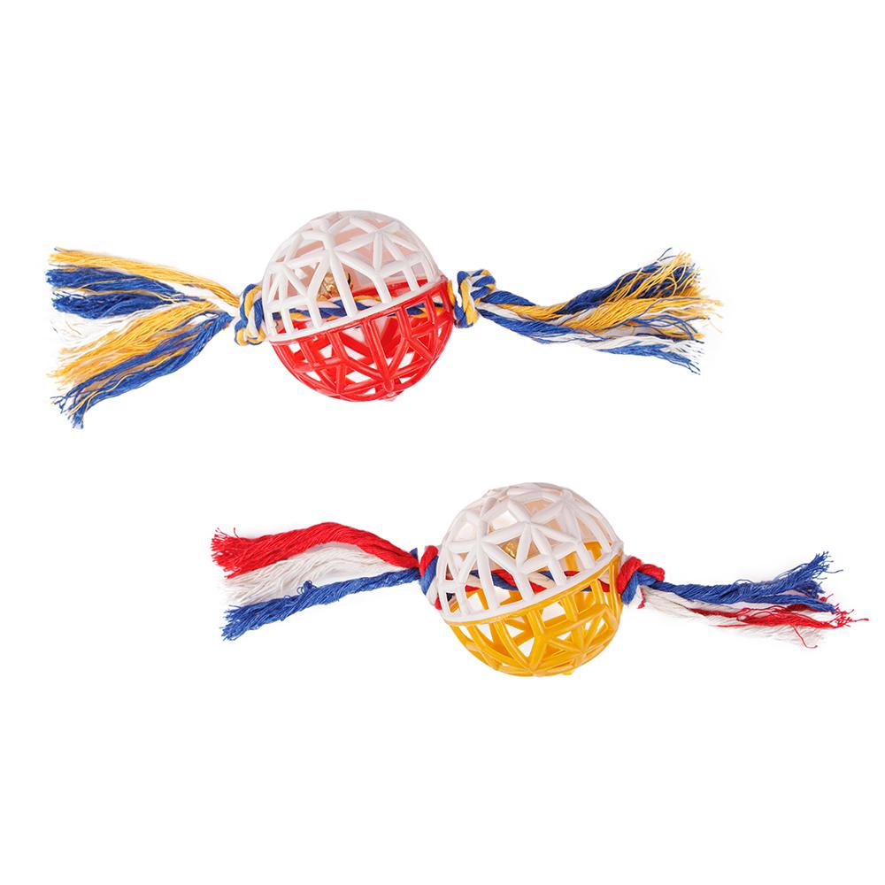 Pet hobby Игрушка для кошек Мячик сетчатый с бубенчиком и веревочными хвостиками, диаметр 5,5 см (2 шт.)