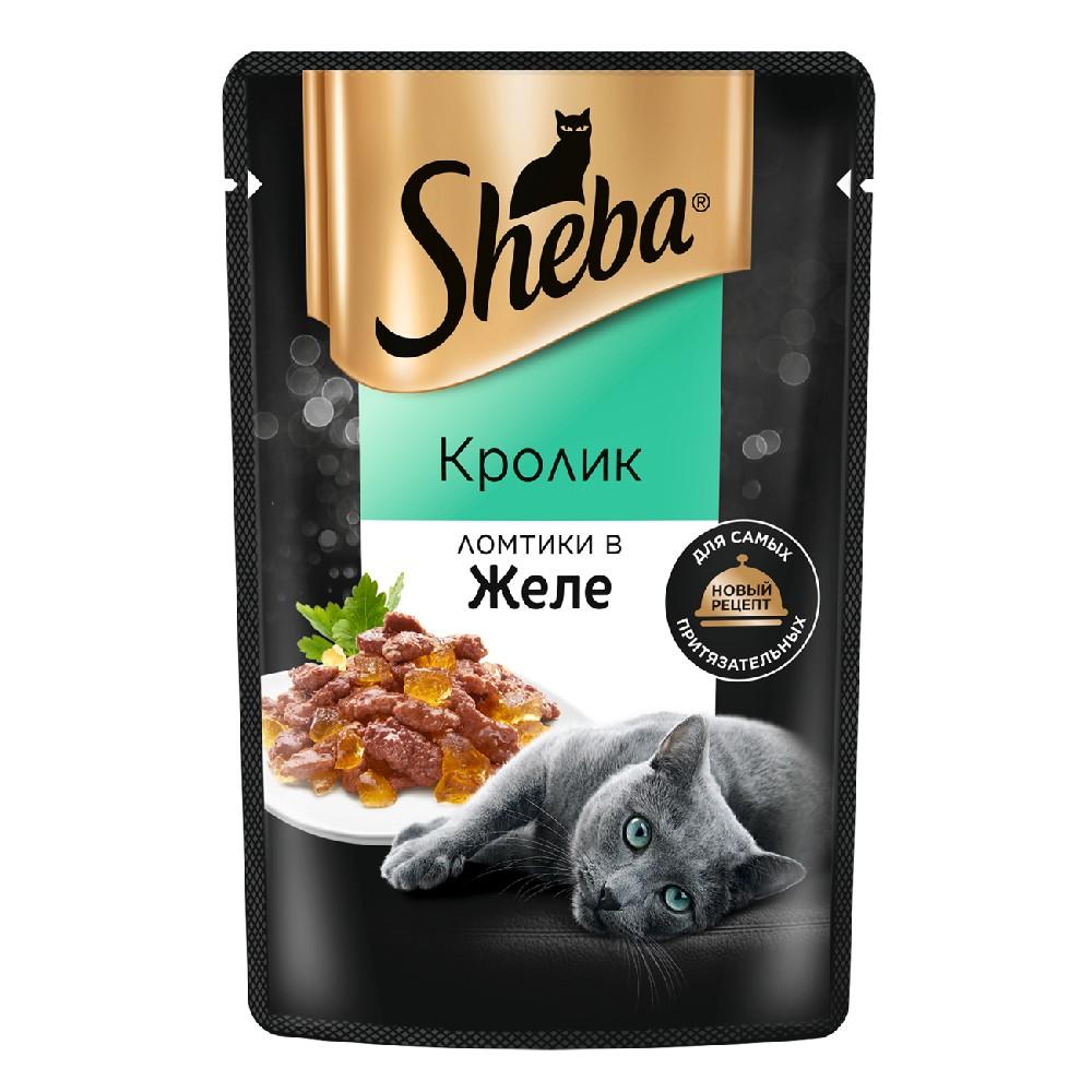 Sheba Влажный корм (пауч) для кошек, с ломтиками кролика в желе, 75 гр.