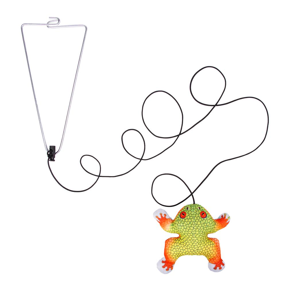 Pet hobby Игрушка на резинке с креплением на дверной проем для кошек Лягушка, 11х10х3 см, резинка 140 см