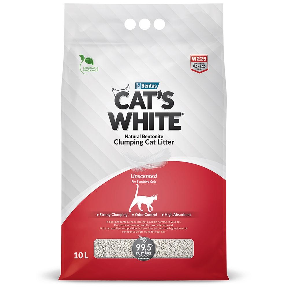 Cat's White Наполнитель из натуральной бентонитовой глины комкующийся натуральный для кошачьего туалета, 10 л (8,5 кг), без ароматизатора