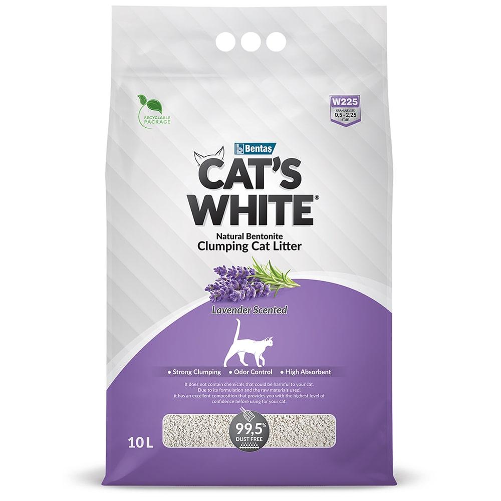 Cat's White Наполнитель из натуральной бентонитовой глины комкующийся для кошачьего туалета, 10 л (8,5 кг), с нежным ароматом лаванды