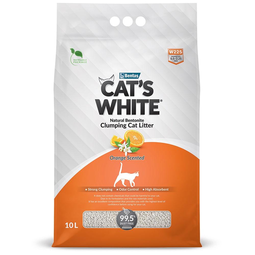 Cat's White Наполнитель из натуральной бентонитовой глины комкующийся для кошачьего туалета, 10 л (8,5 кг), с ароматом апельсина