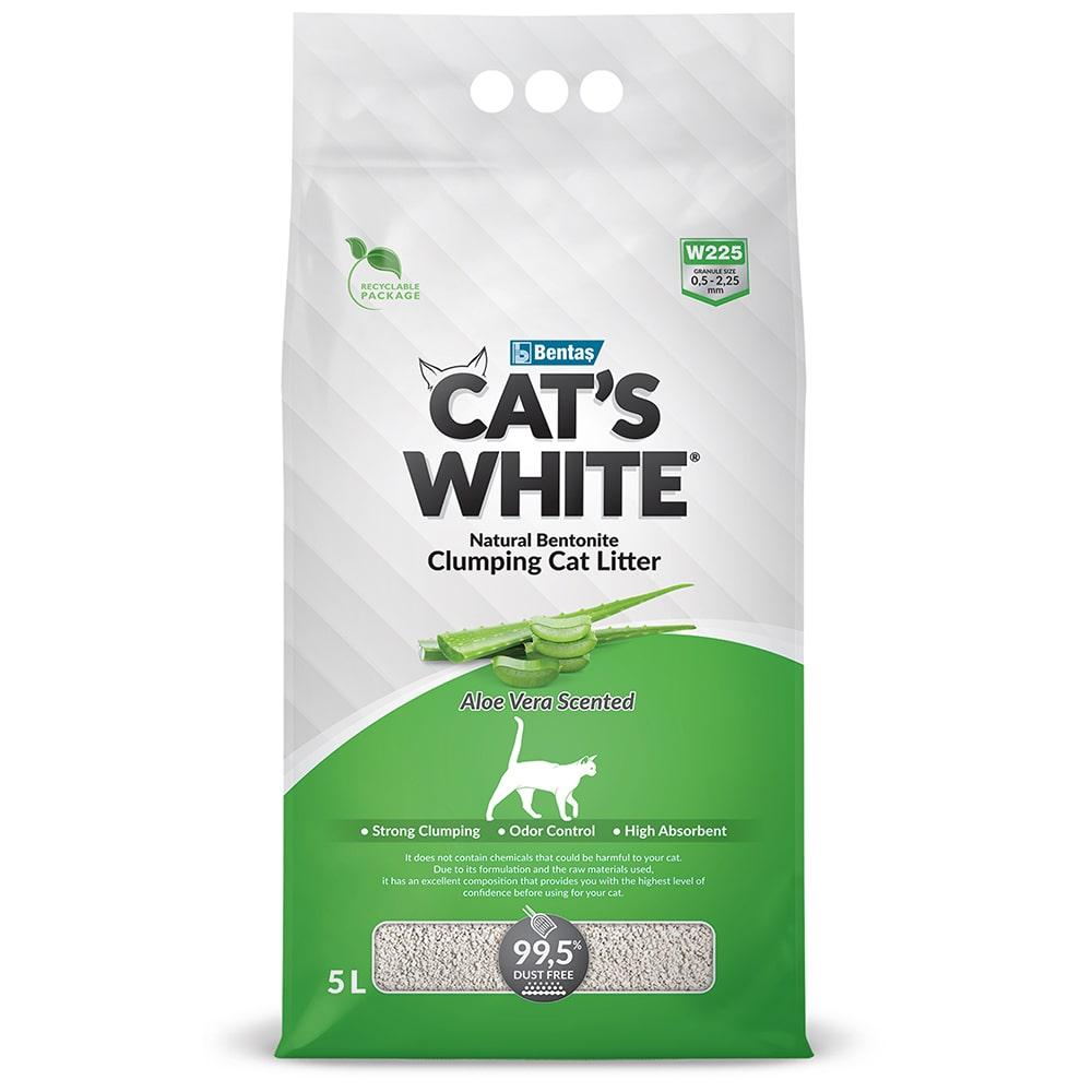 Cat's White Наполнитель из натуральной бентонитовой глины комкующийся для кошачьего туалета, 5 л (4,3 кг), с ароматом алоэ вера