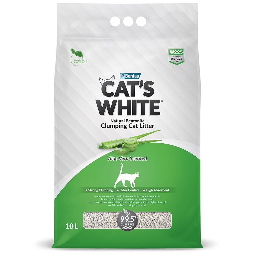 Cat's White Наполнитель из натуральной бентонитовой глины комкующийся для кошачьего туалета, 10 л (8,5 кг), с ароматом алоэ вера