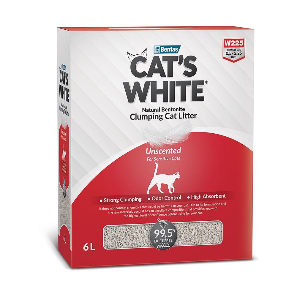 Cat's White Наполнитель из натуральной бентонитовой глины комкующийся натуральный для кошачьего туалета, 6 л (5,1 кг), без ароматизатора