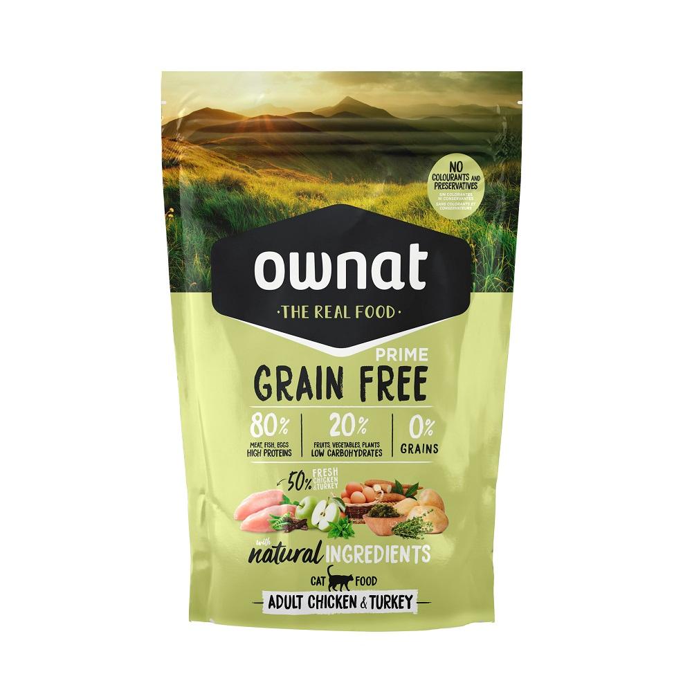 Ownat Adult Grain Free Сухой корм для взрослых кошек, с курицей и индейкой, 400 гр.