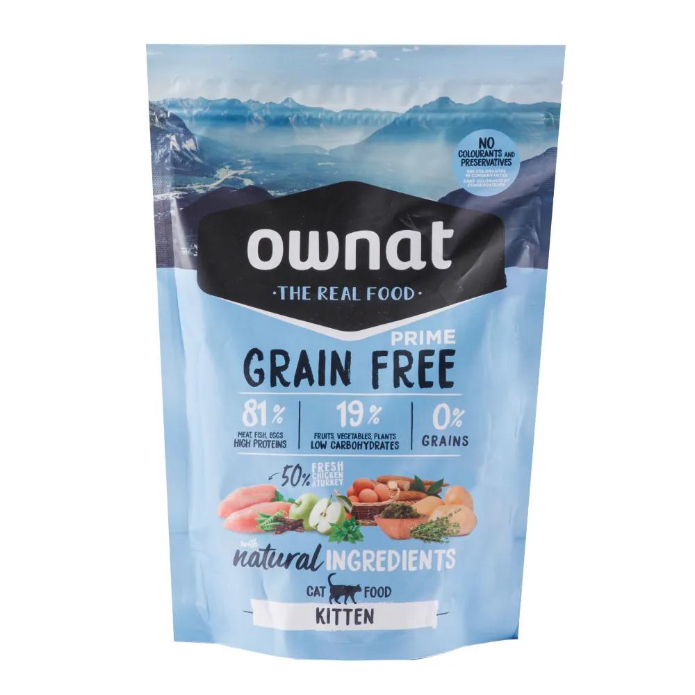 Ownat Kitten Prime Корм сухой беззерновой для котят, с мясом цыплёнка и индейки, 400 гр.