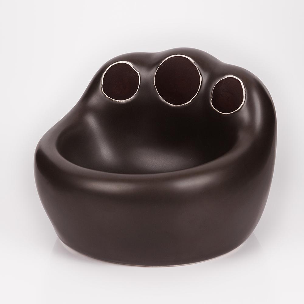 Petmax Миска для кошек и собак Лапка, 16,8х16,5х12,5 см, 260 мл, коричневый