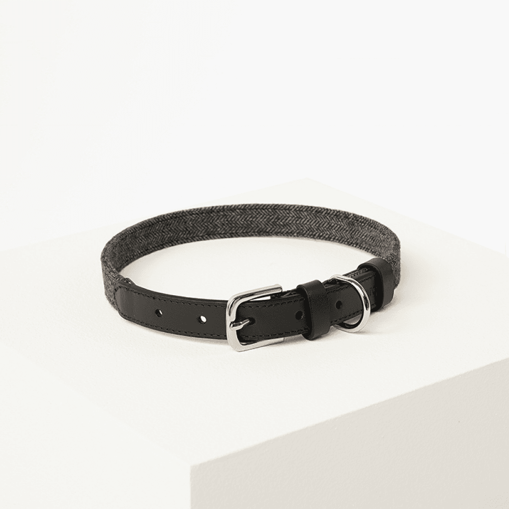 Barq Кожаный ошейник Barq - Tesoro Collar, L (37-47 см), Черный графит