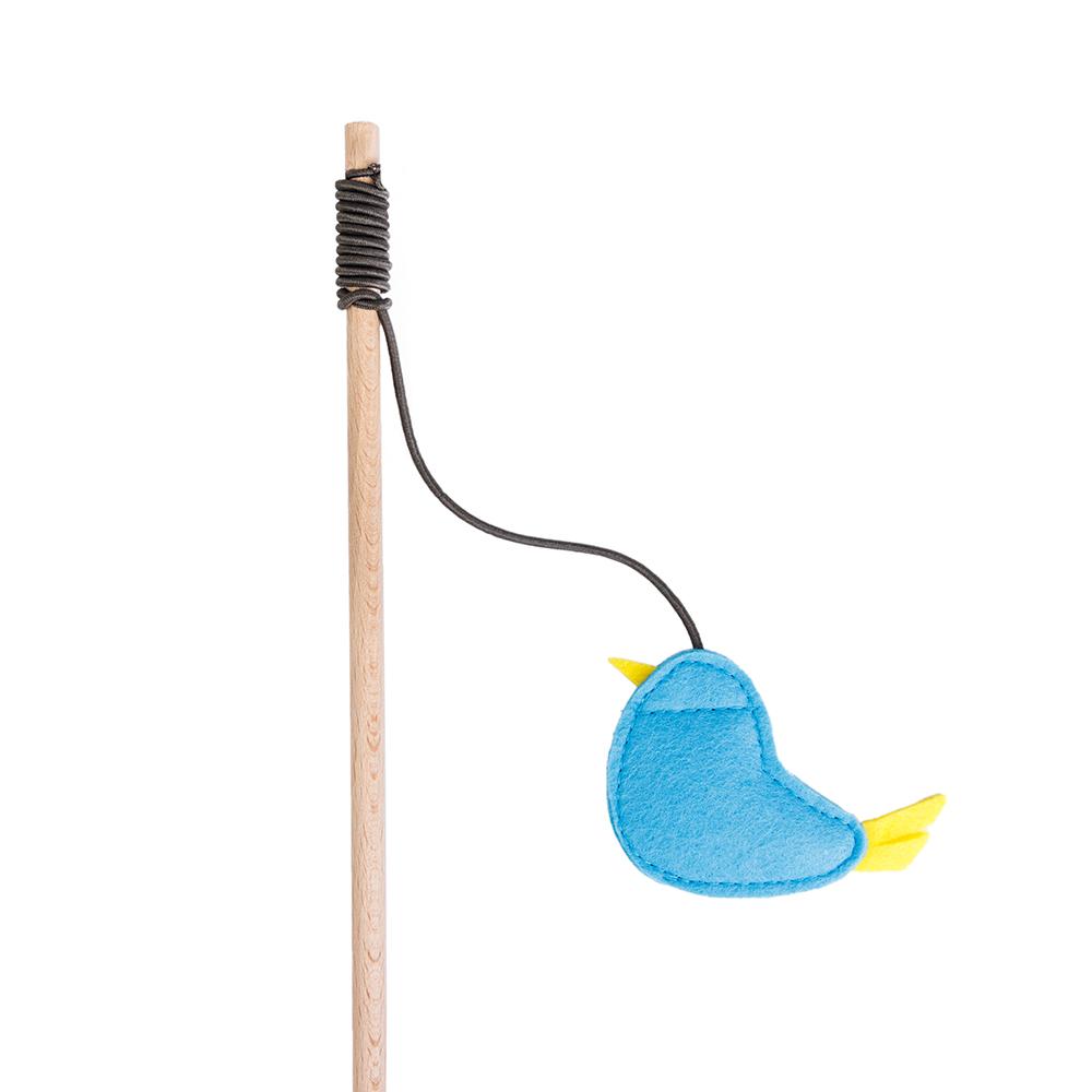 Pet hobby Игрушка-дразнилка для кошек Птичка с мятой, длина палочки 49,5 см, птичка 6х8х1,5 см, голубая