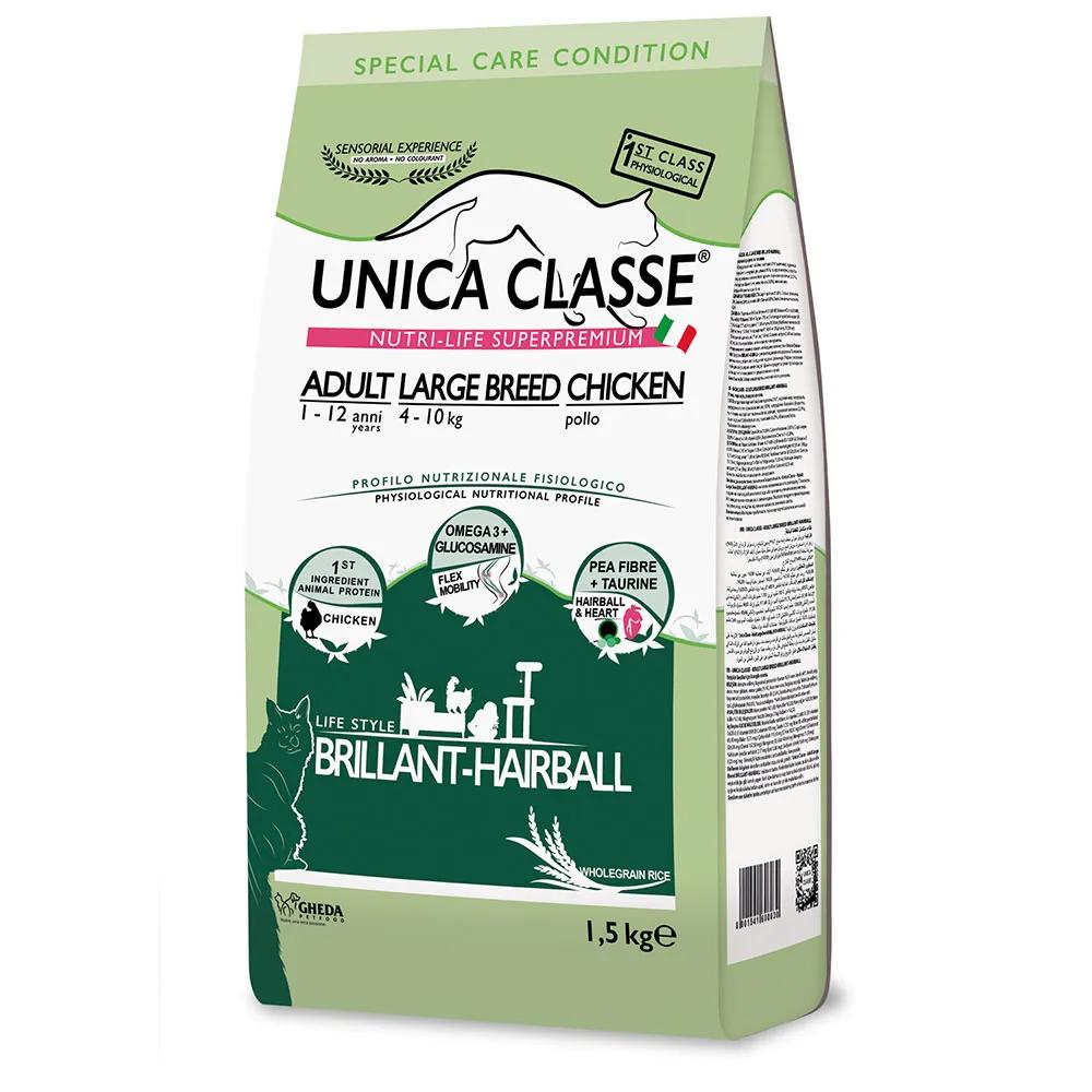 UNICA Adult Large Breed Brillant-Hairball Сухой корм для кошек крупных пород, с курицей, 1,5 кг