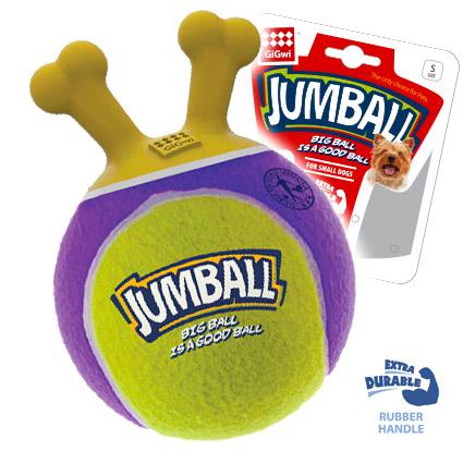 GiGwi Игрушка для собак Jumball теннисная резина, желтый/фиолетовый, 14 см