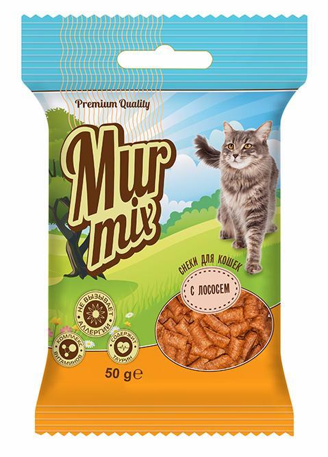 Murmix лакомство для кошек, снеки с лососем, уп. 50г