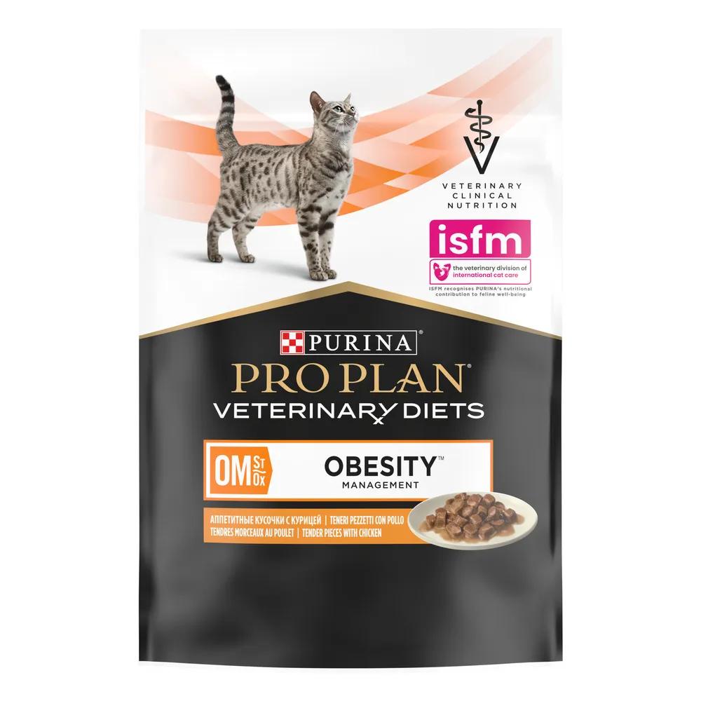 Purina Veterinary Diets OM ST/OX Obesity Management Влажный корм (пауч) для снижения избыточной массы тела у взрослых кошек, с курицей в соусе, 85 гр.