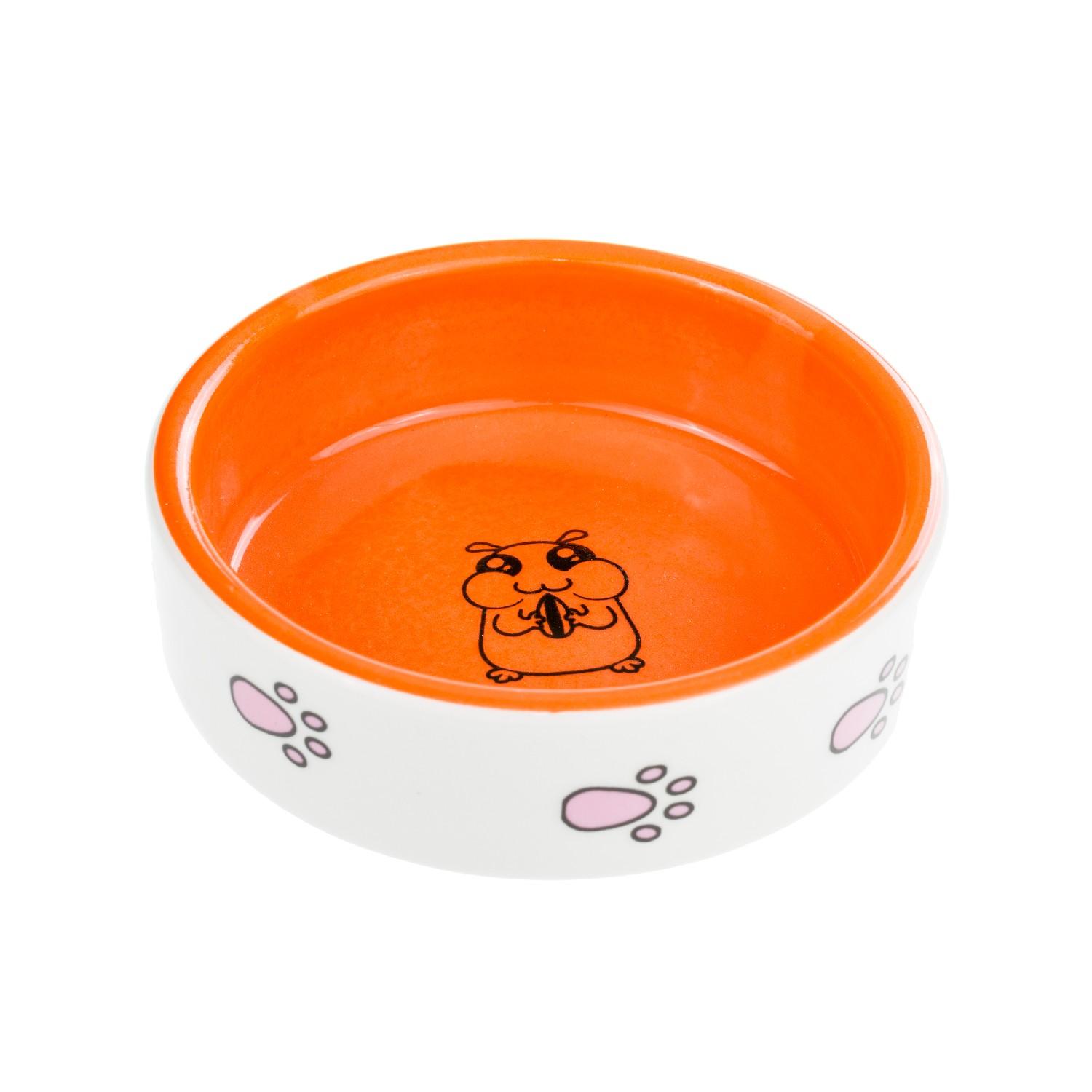 Petmax Миска для грызунов Лапки, 8,5 см, оранжевый