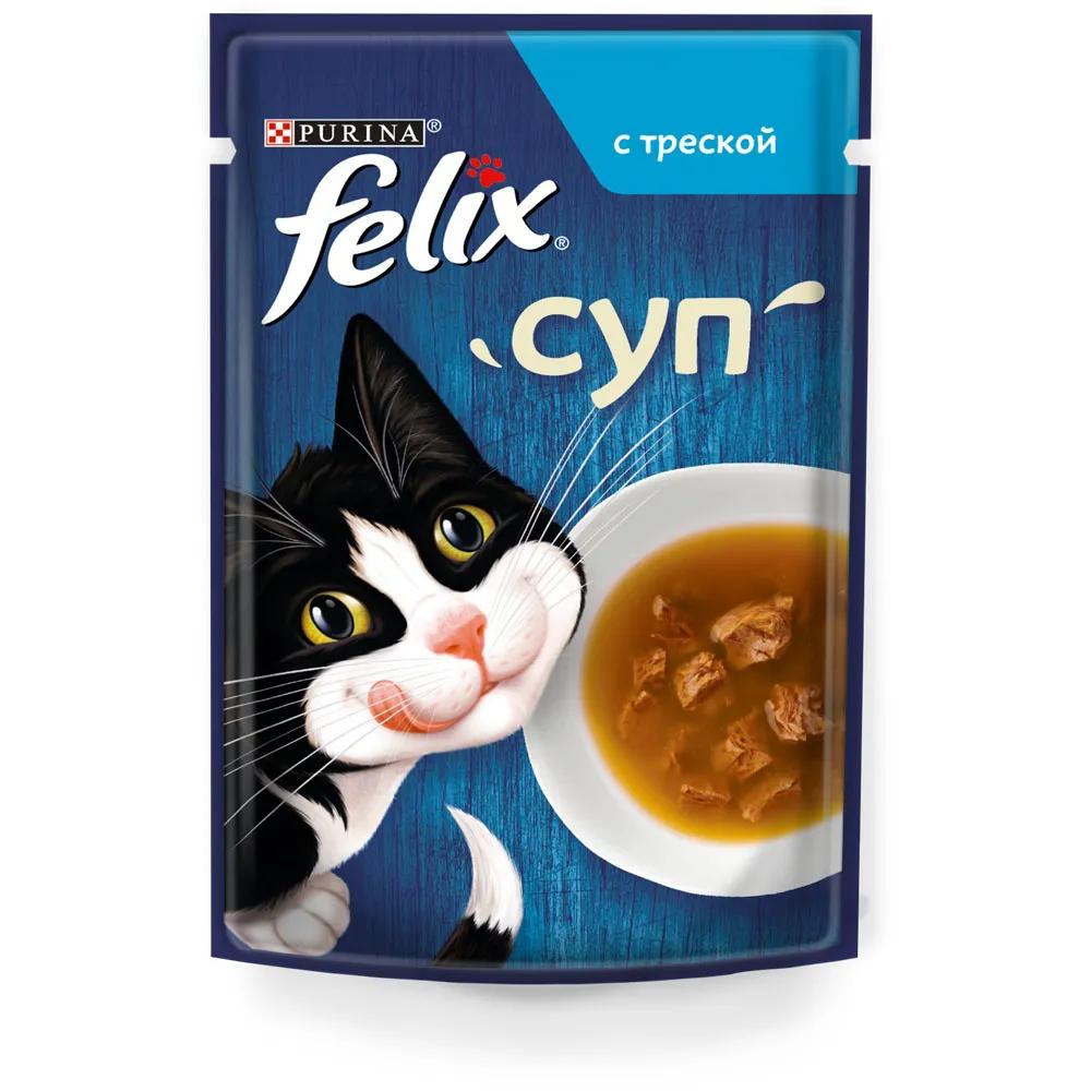 Felix Влажный корм (пауч) для взрослых кошек, с треской в соусе, 48 гр.