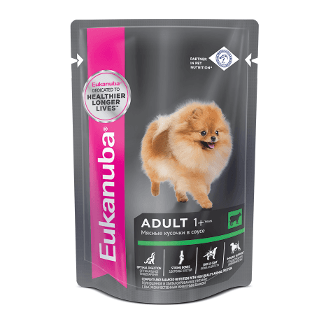 Eukanuba Adult all breed Влажный корм (пауч) для взрослых собак всех пород, с говядиной в соусе, 100 гр.